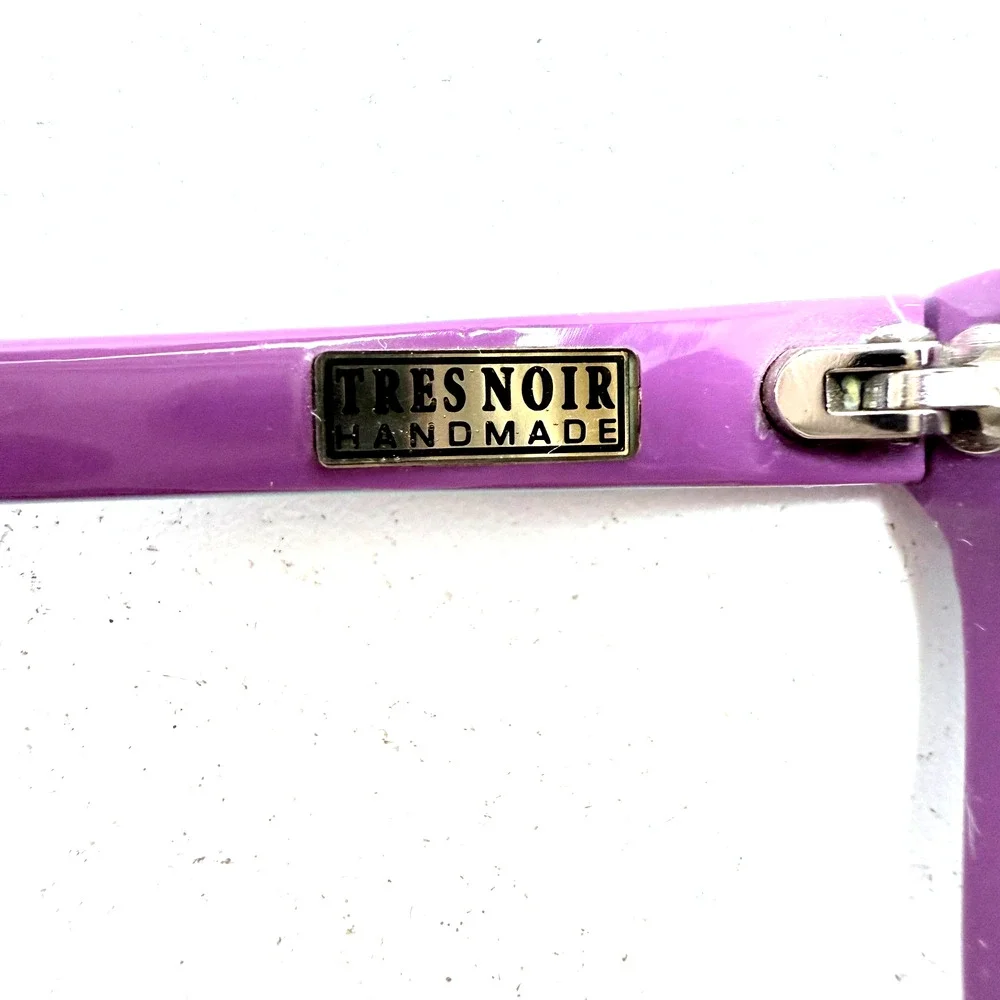 Tres Noir Eyewear Handmade Black & Purple Acetate Sunglasses w/Case